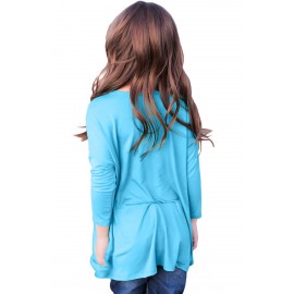Turquoise Long Sleeve Crisscross Top for Girls