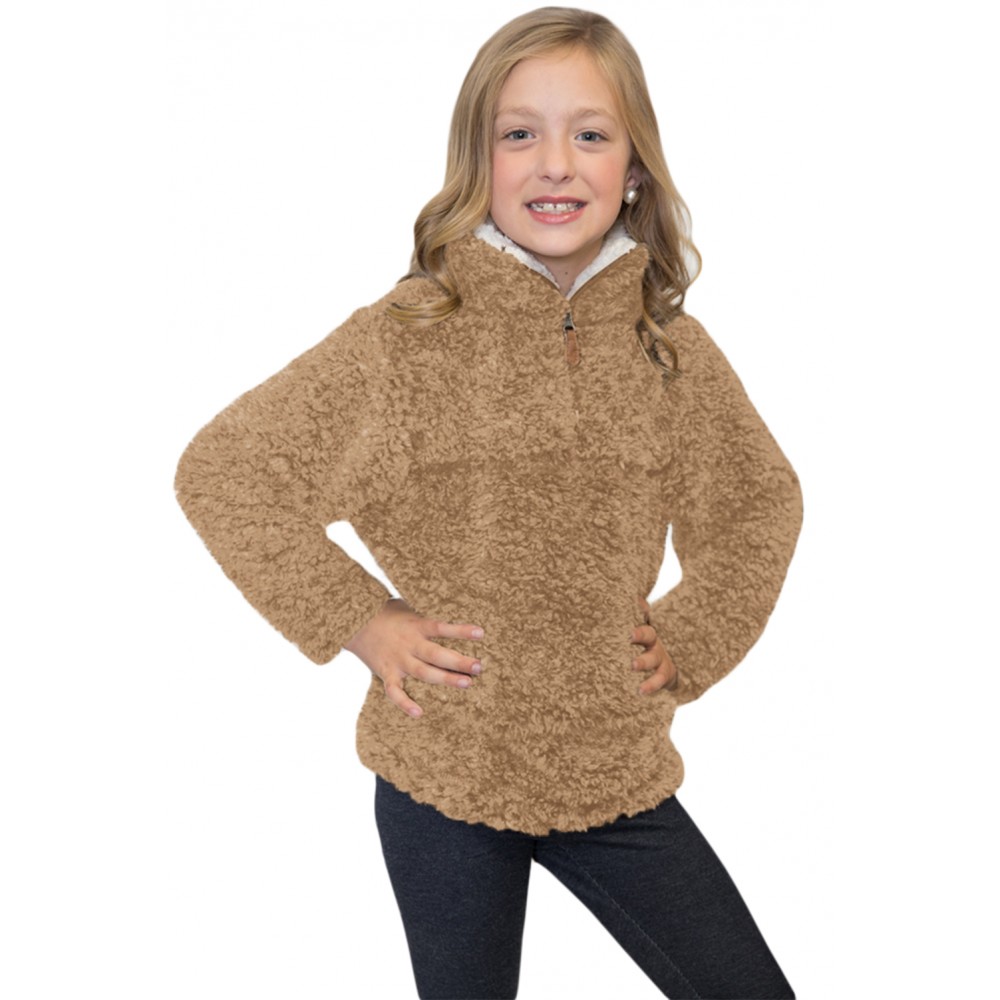Mocha Luxe Fuzzy Pullover Sherpa Girl Sweatshirt
