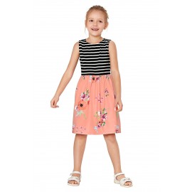 Pink Toddlers Floral and Striped Tank Dress
