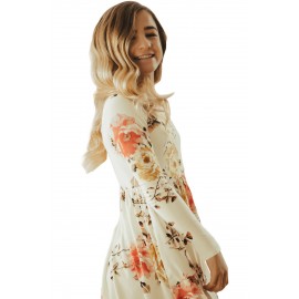 Floral White Swing Dress with Hidden Pockets