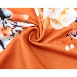 Floral Orange Swing Dress with Hidden Pockets