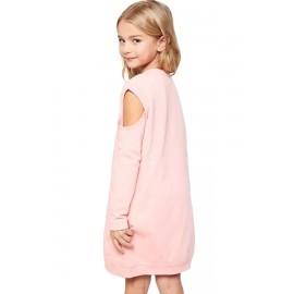 Pink Cold Shoulder Girl’s Sweatshirt Dress