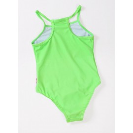Neon Green Floral and Birds Little Girls One-piece Swimwear