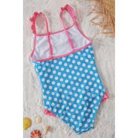 Blue White Polka Dot One Piece Swimsuit for Kids