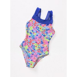 Multicolored Little Girls’ Flower Print One Piece Swimsuit