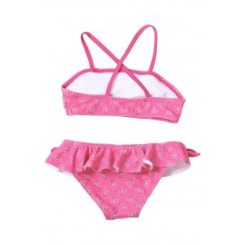 Rosy Little Girls Ruffled Printed Swimwear Swimsuit with Ties