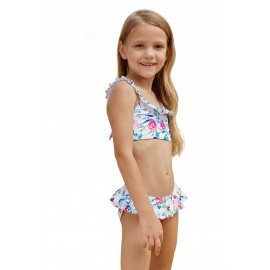 Cute Frill Printed Little Girls Swimwear