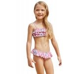 Blue Pink Multi-layer Ruffles Toddler Girls Swimwear