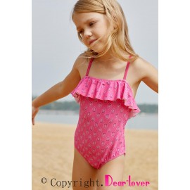 Little Girls Crisscross Open Back Printed One-piece Swimsuit