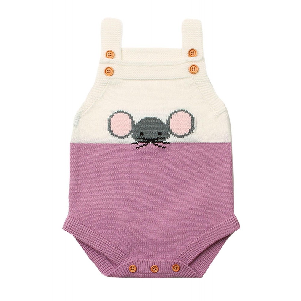 Lilac Little Mouse Cotton Bodysuit Sleeveless Baby Suit