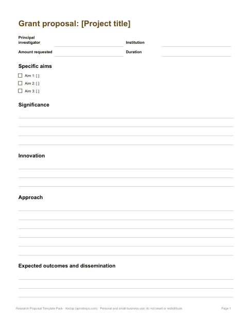 Preview of the first page of Grant-style proposal